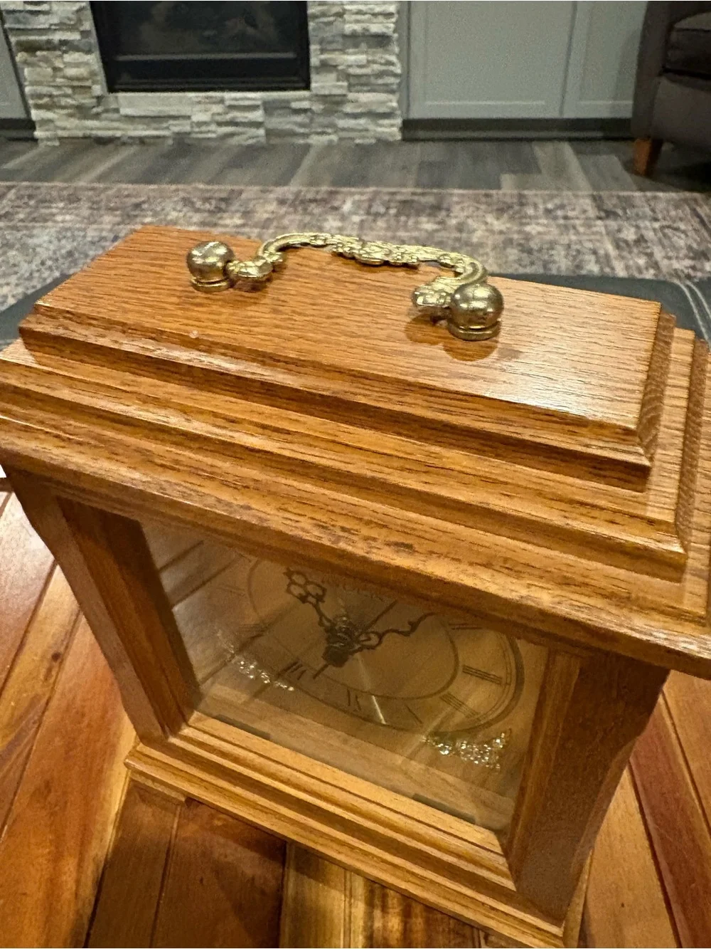 Linden Westminster Solid Oak Wood Mantle Clock with Chimes Battery Powered